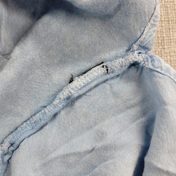 Style Envy Women Dress Size S Blue Chambray Off The Shoulder Floral Embroidered - Picture 7 of 9